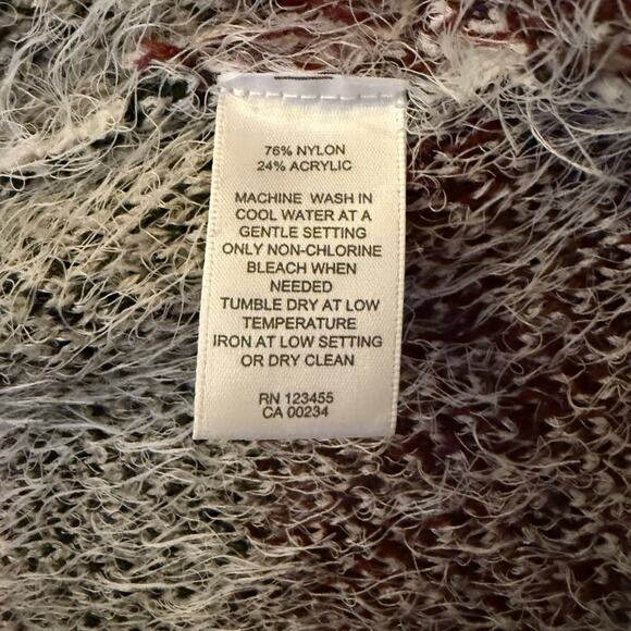 Design Lab ivory open front long sleeved cardigan w black & maroon design XS - Picture 9 of 9